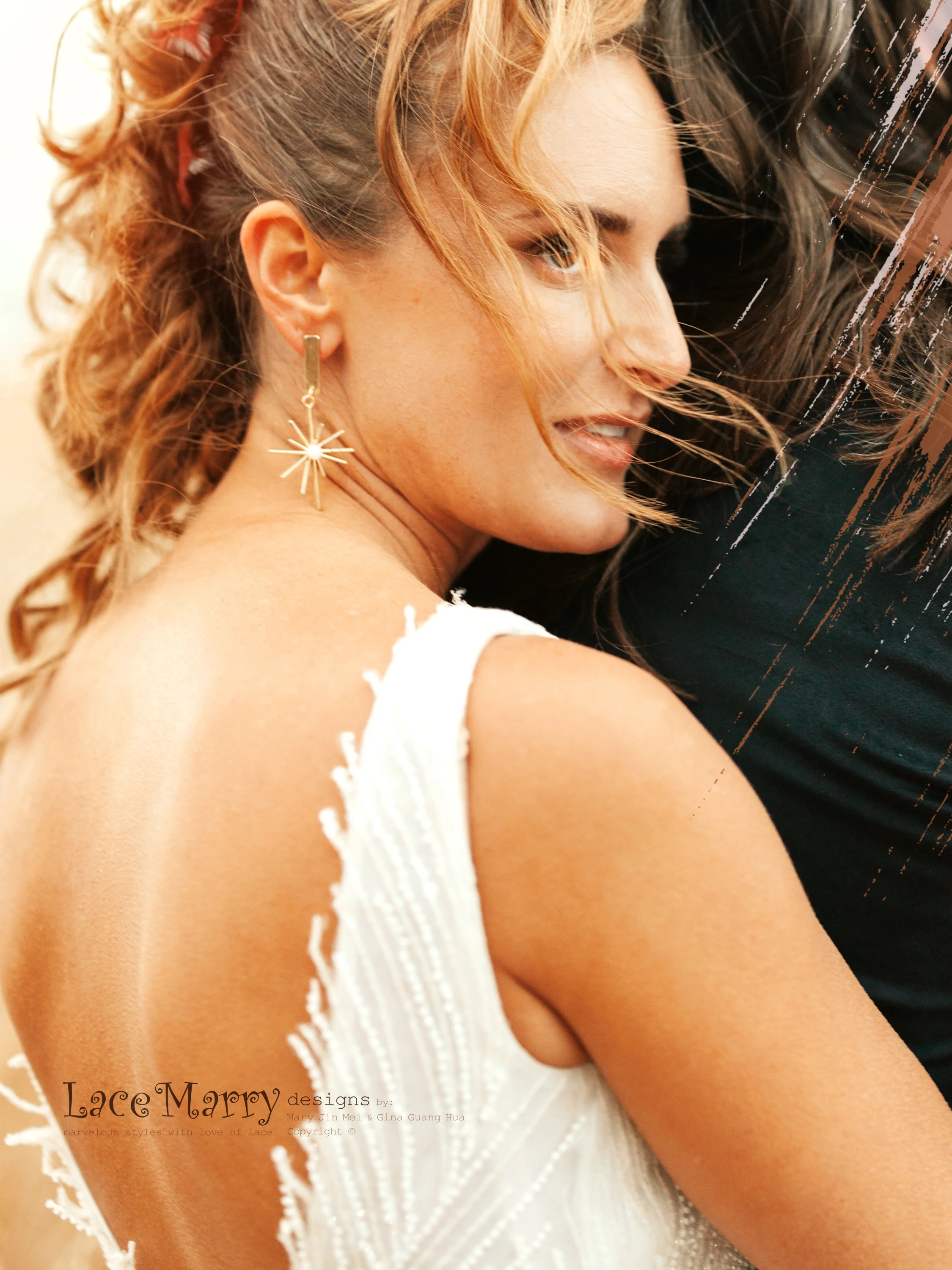 MARGO / Beaded Sheath Wedding Dress in Nude Color - Image 6