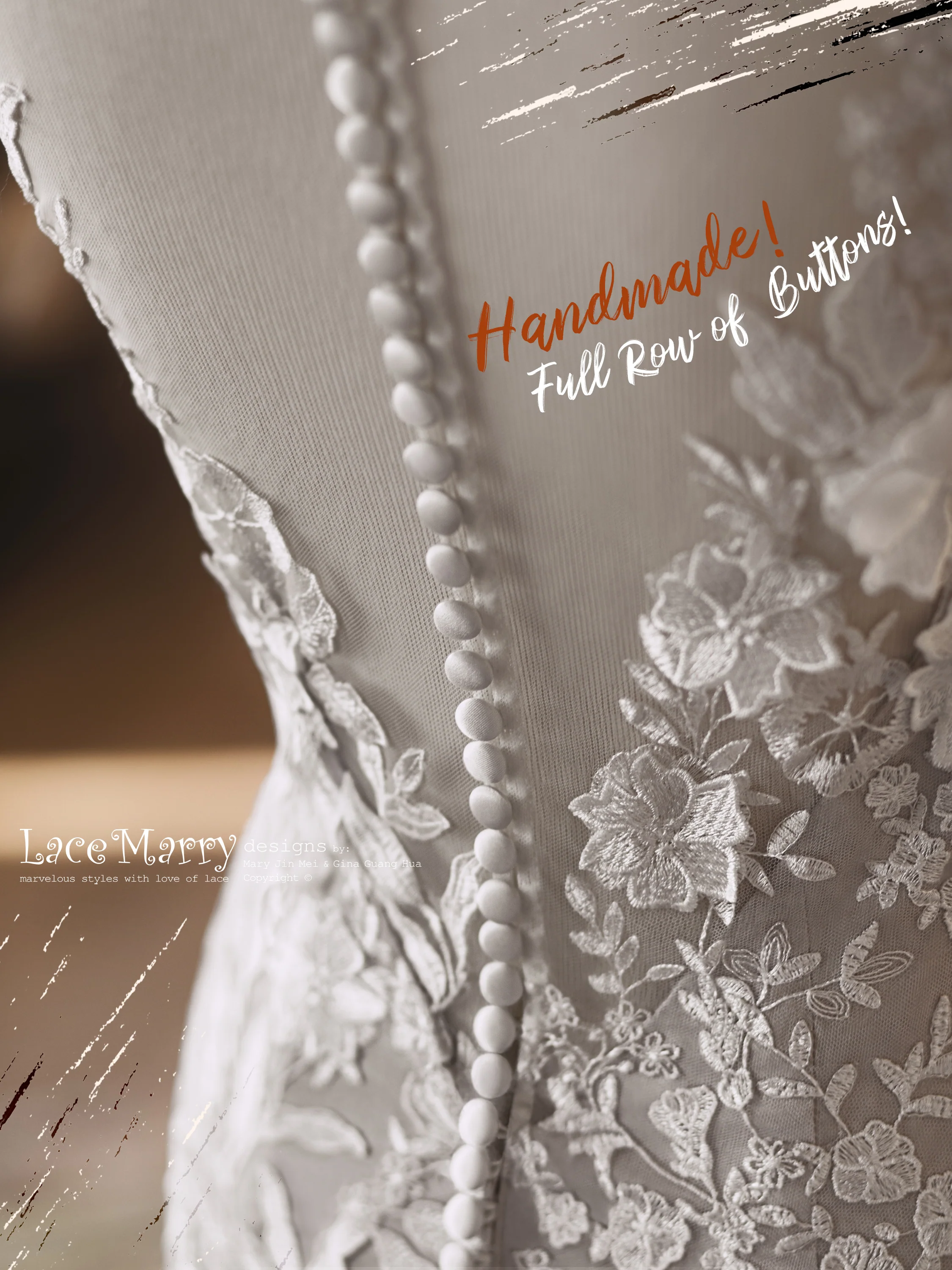 MARIE / Boho Wedding Dress with Colored Underlay - Image 5