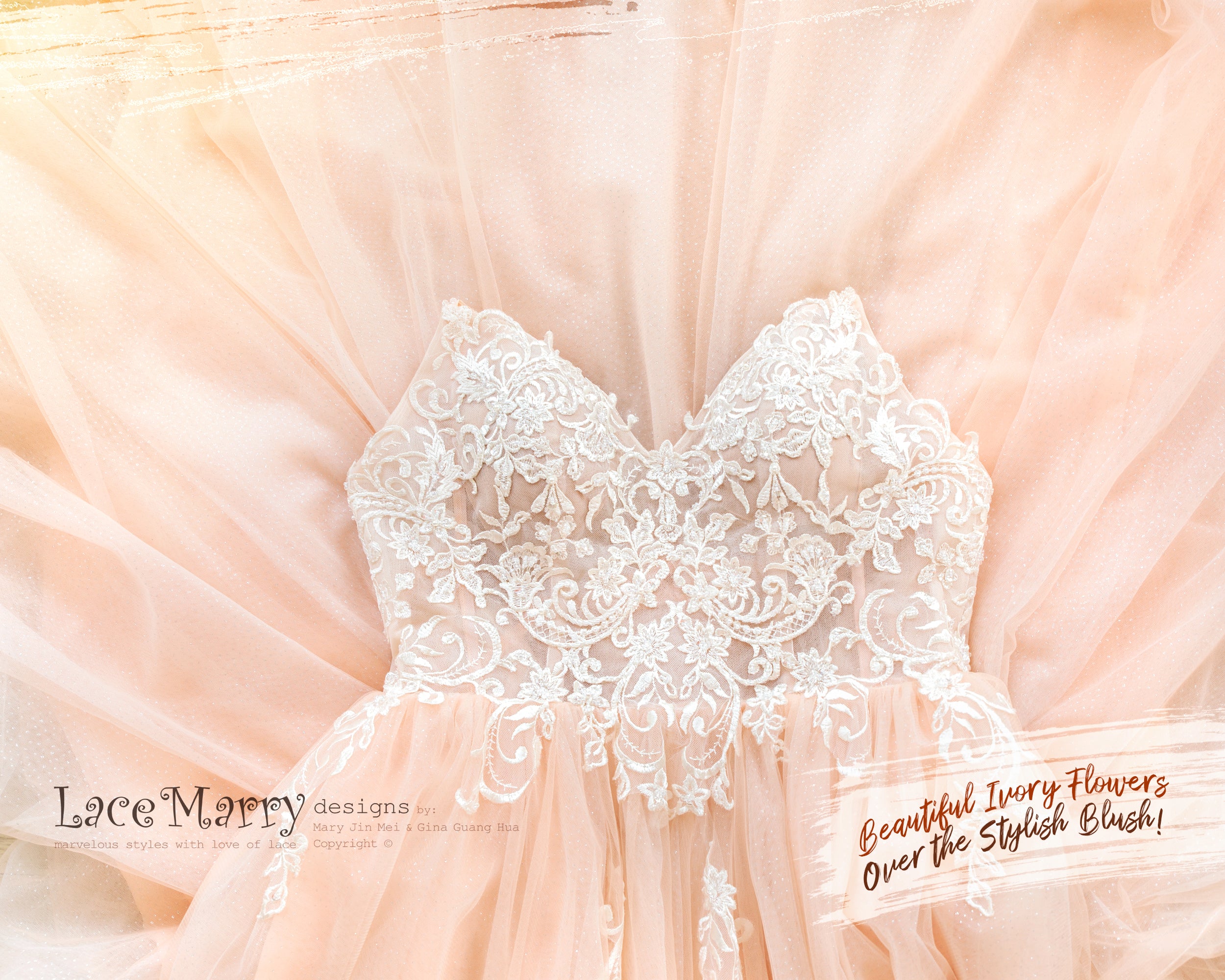 MEDEA / Blush Wedding Dress with Beading - Image 10