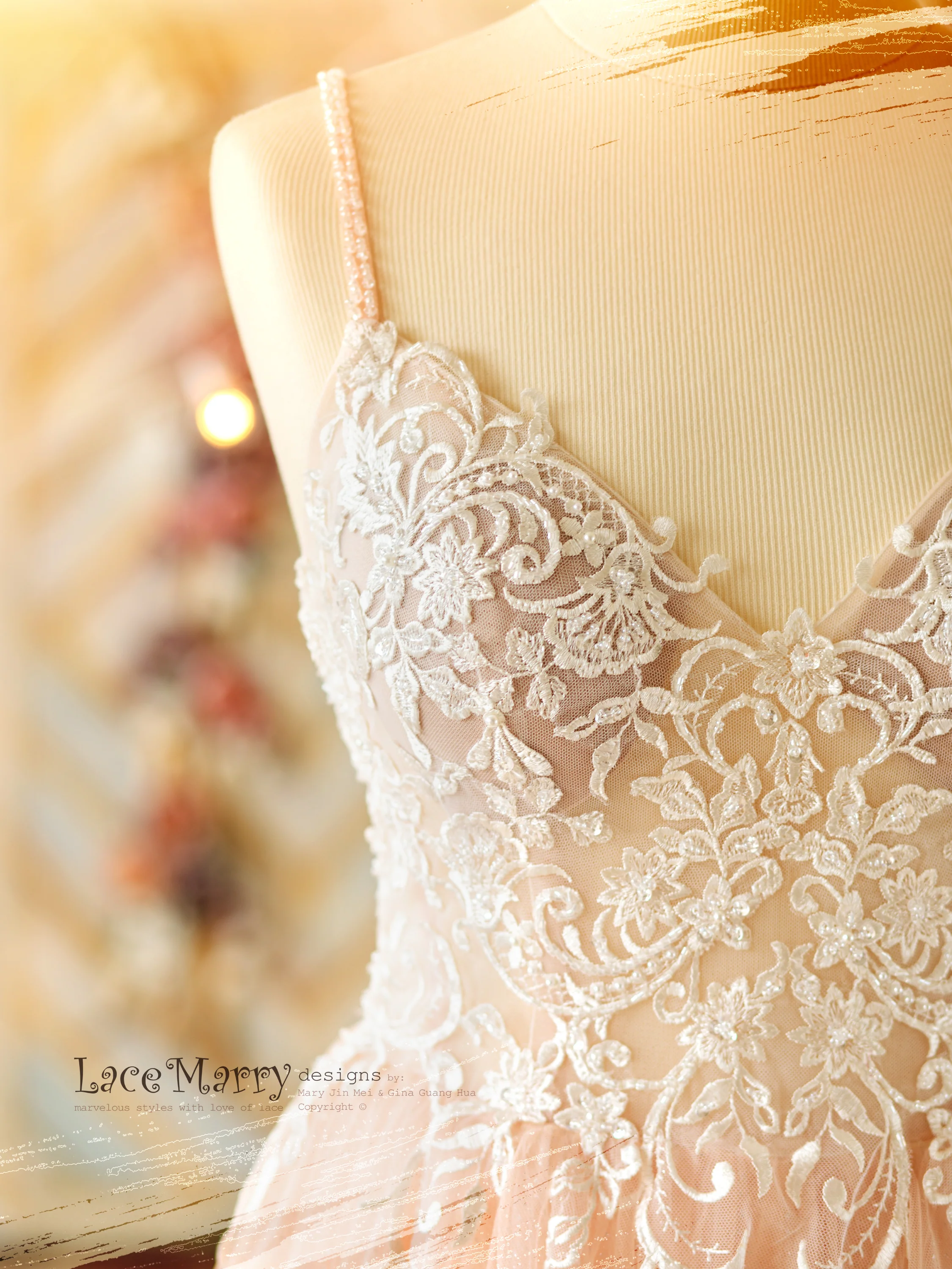 MEDEA / Blush Wedding Dress with Beading - Image 5