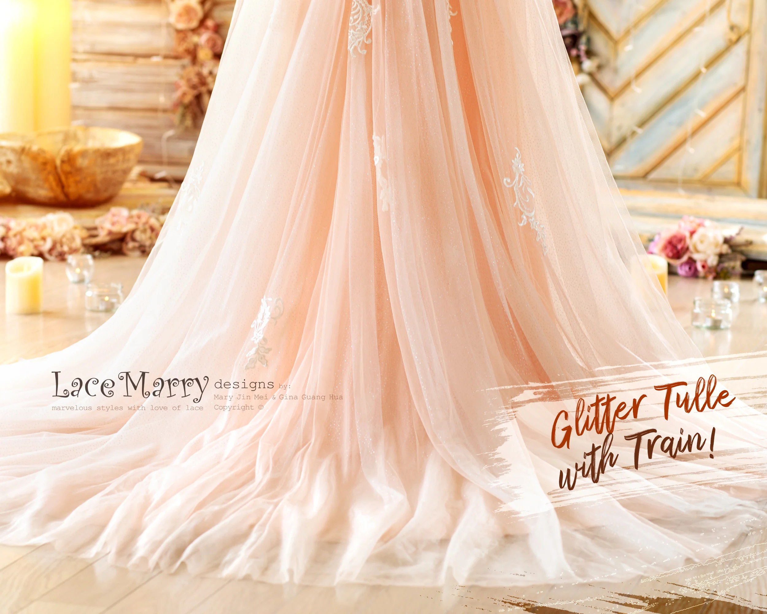 MEDEA / Blush Wedding Dress with Beading - Image 9