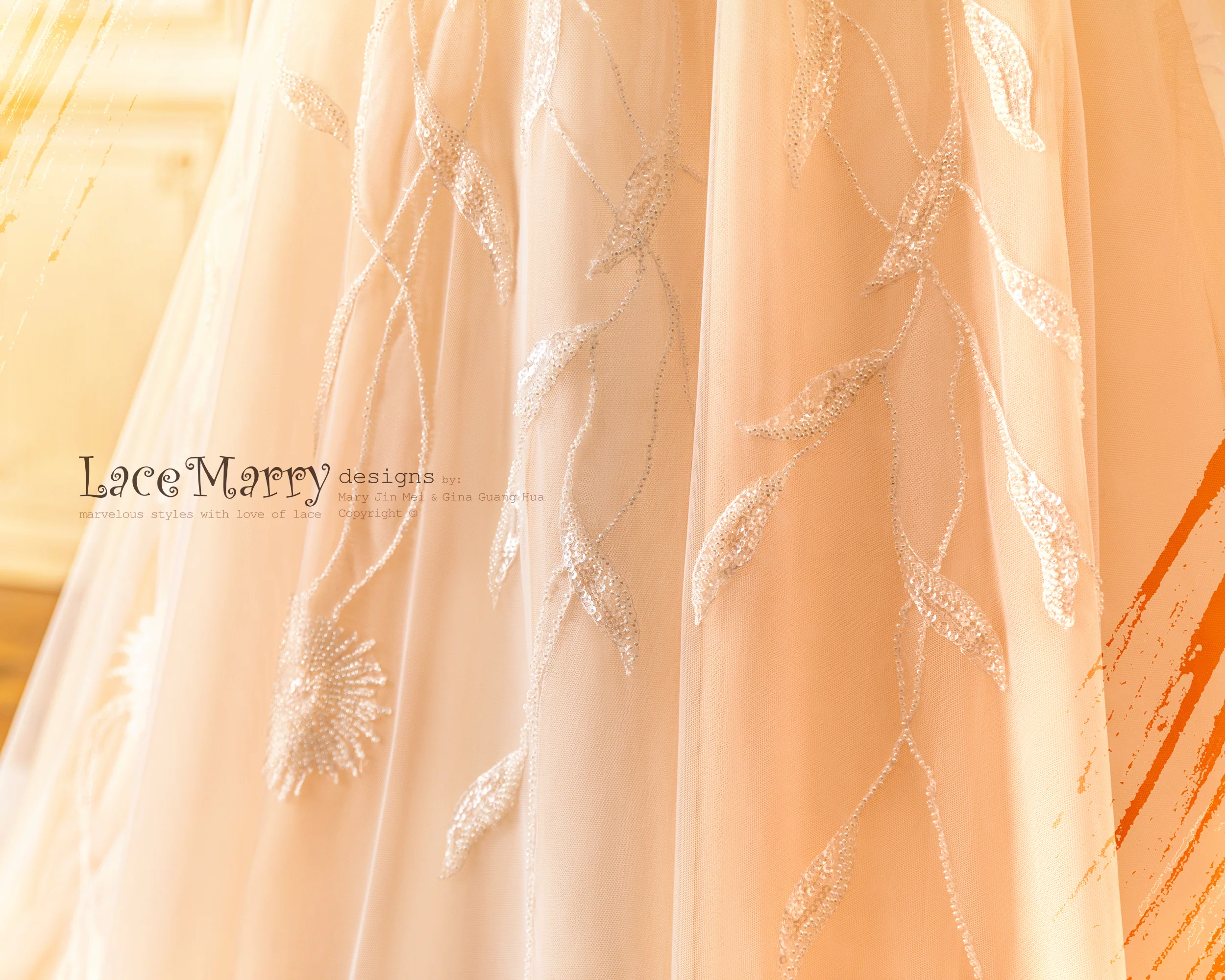 MELINA / Sexy Neckline Wedding Dress with Off Shoulder Straps - Image 11