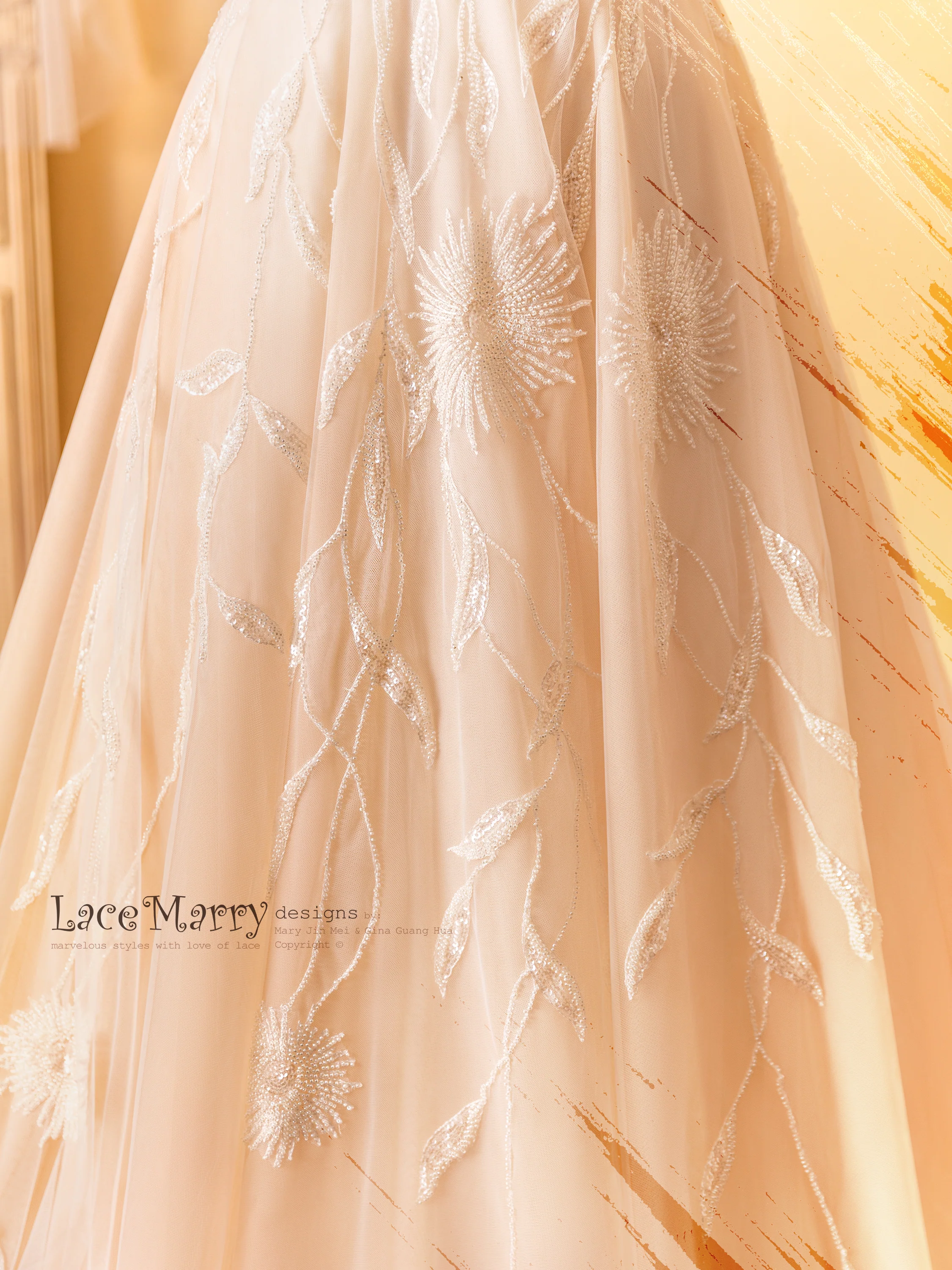 MELINA / Sexy Neckline Wedding Dress with Off Shoulder Straps - Image 5