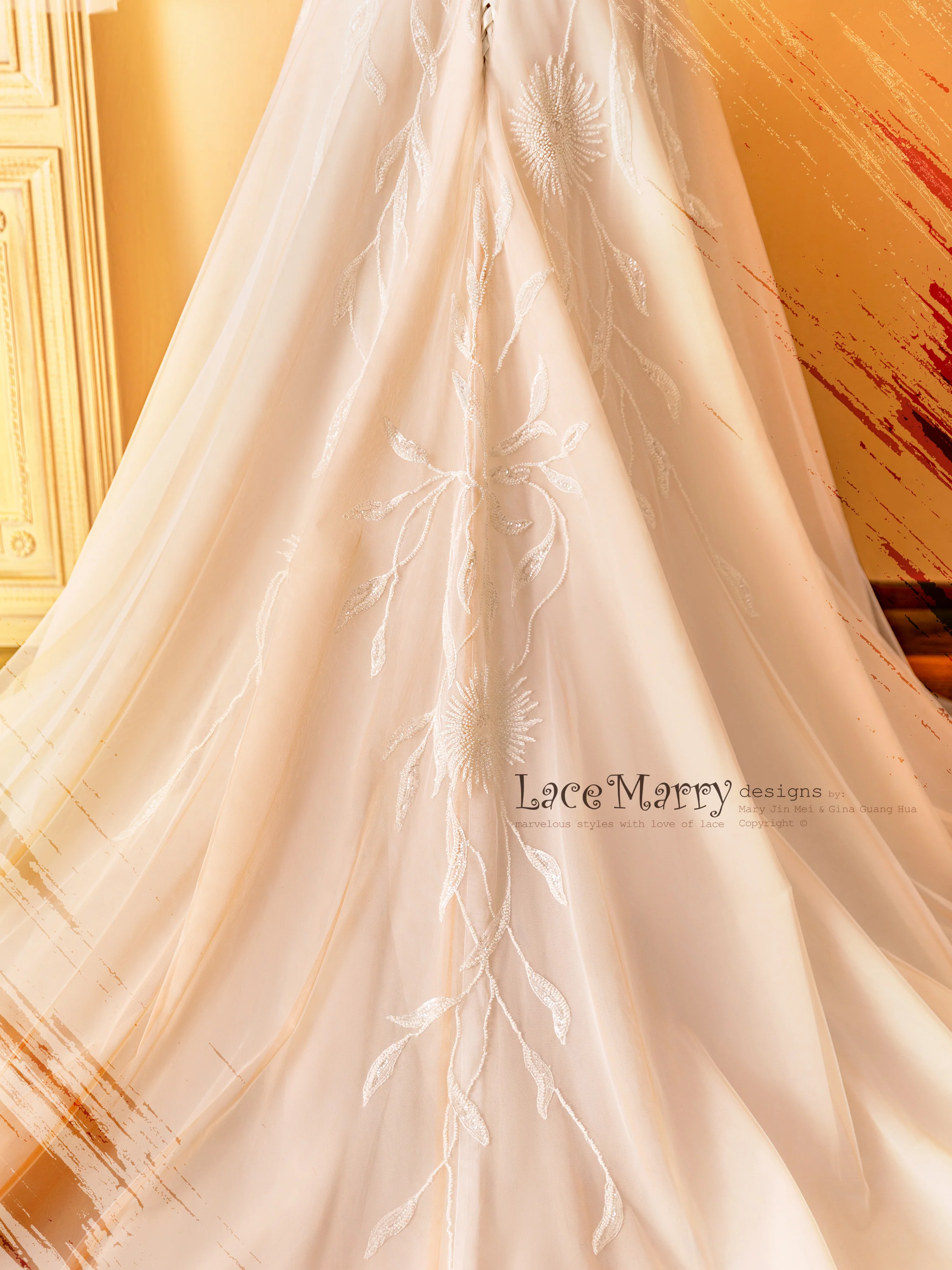 MELINA / Sexy Neckline Wedding Dress with Off Shoulder Straps - Image 8