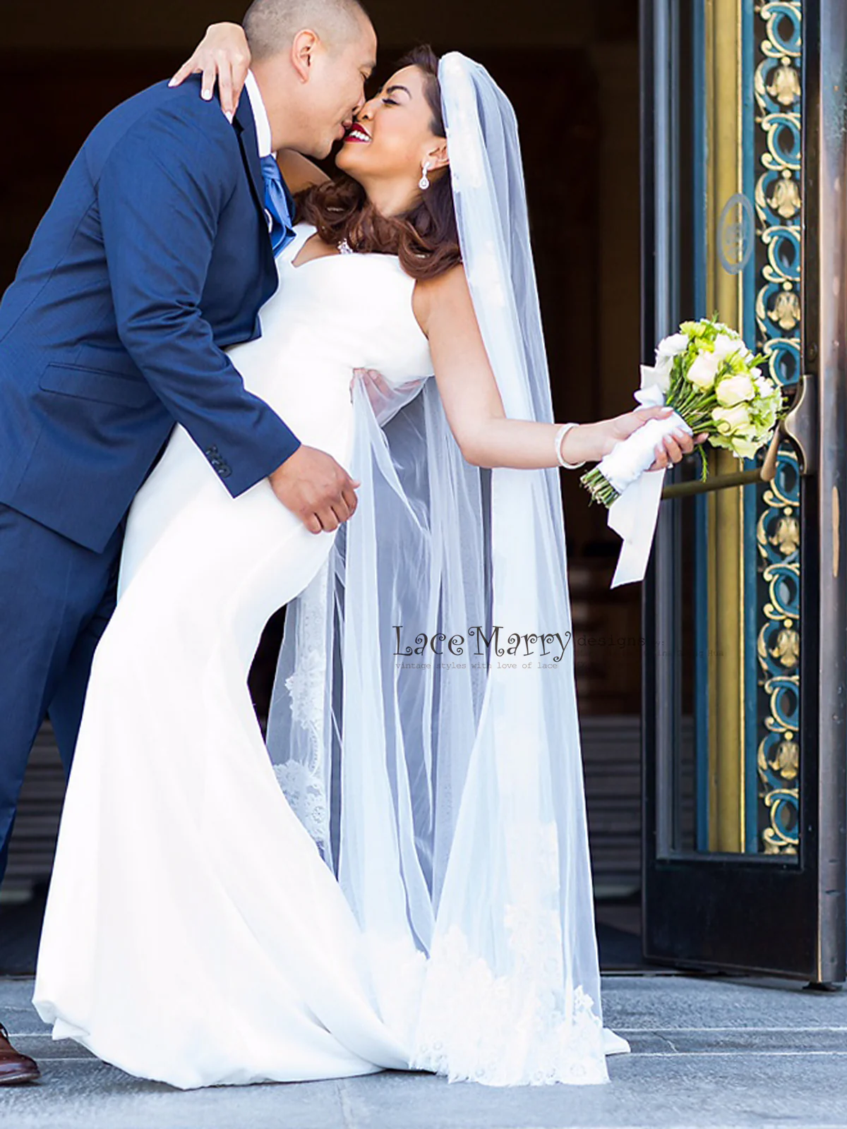 Minimalistic Simple Wedding Dress from Chiffon and Satin - Image 3