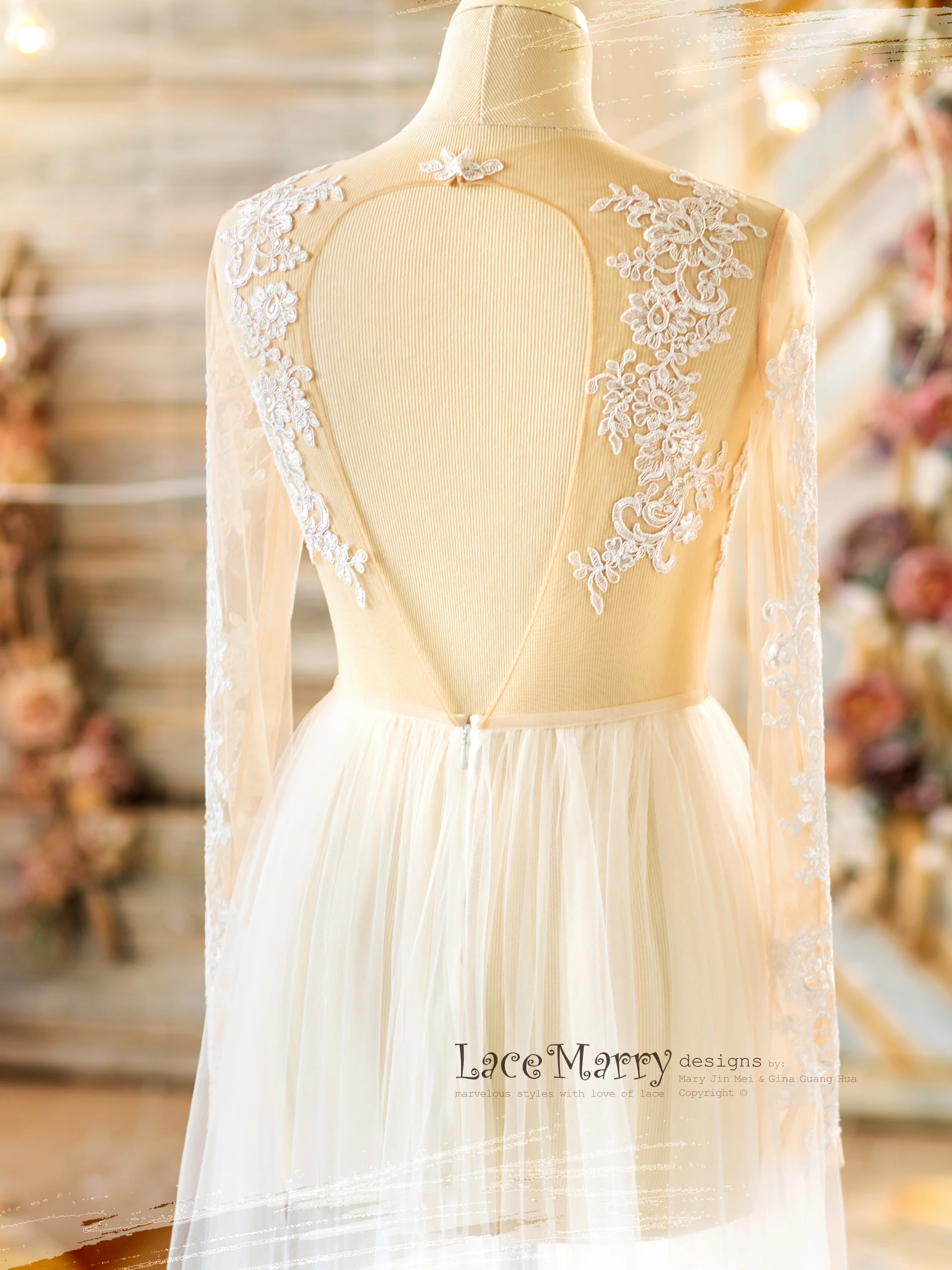 NAILA / Bohemian Wedding Dress with Long Lace Sleeves - Image 11