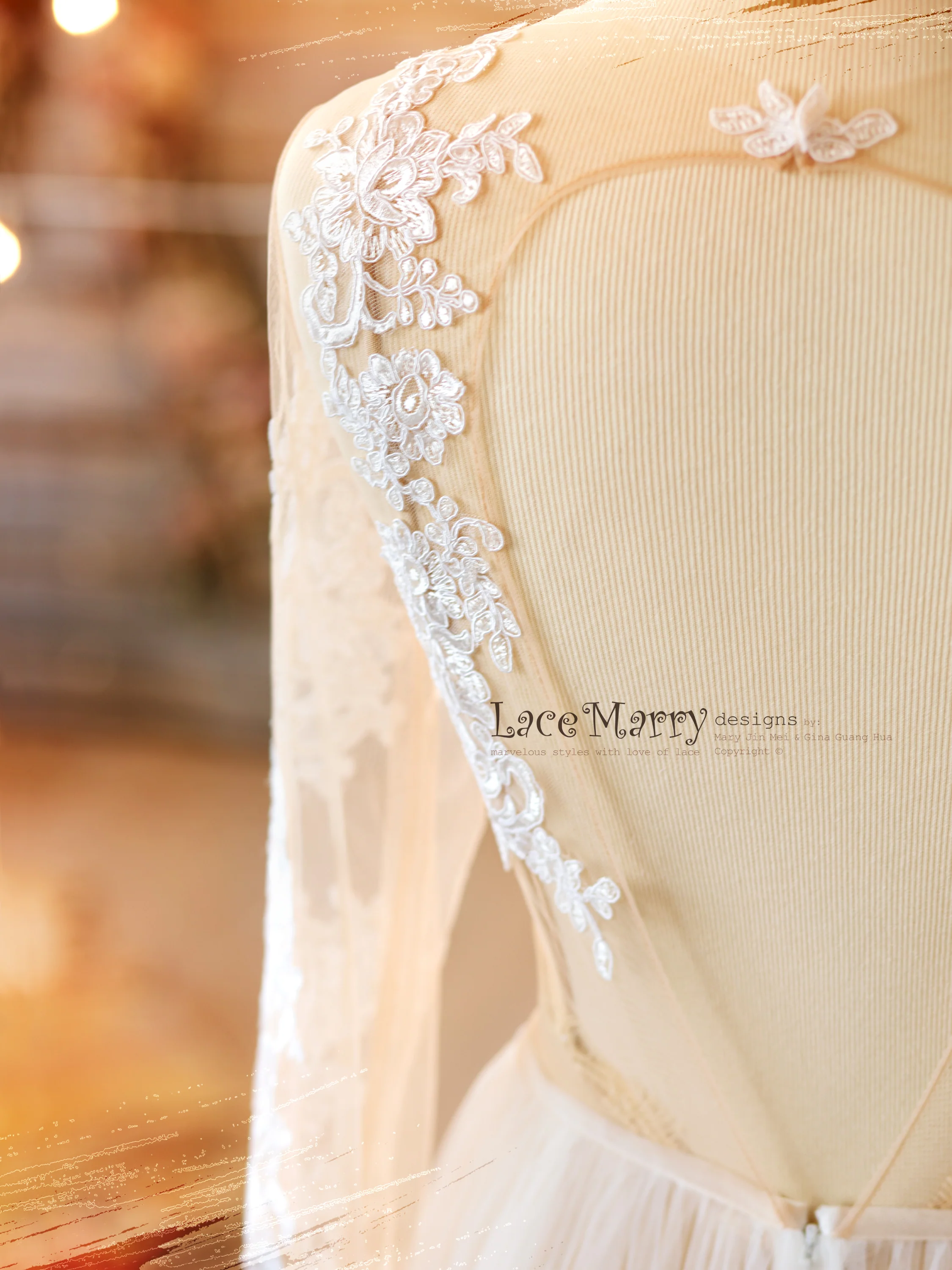 NAILA / Bohemian Wedding Dress with Long Lace Sleeves - Image 5