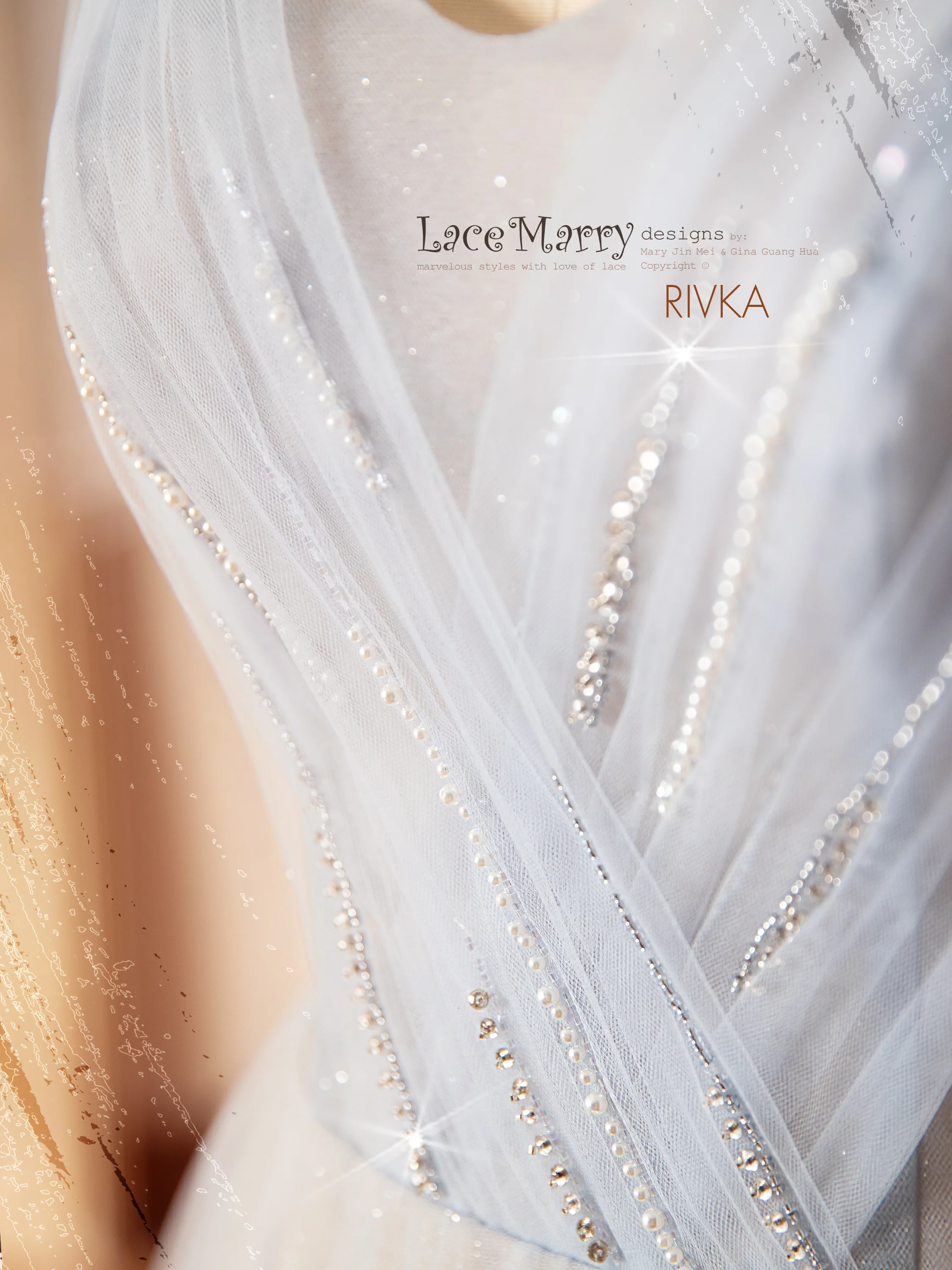 RIVKA / Light Blue Wedding Dress with Nude Underlay - Image 5