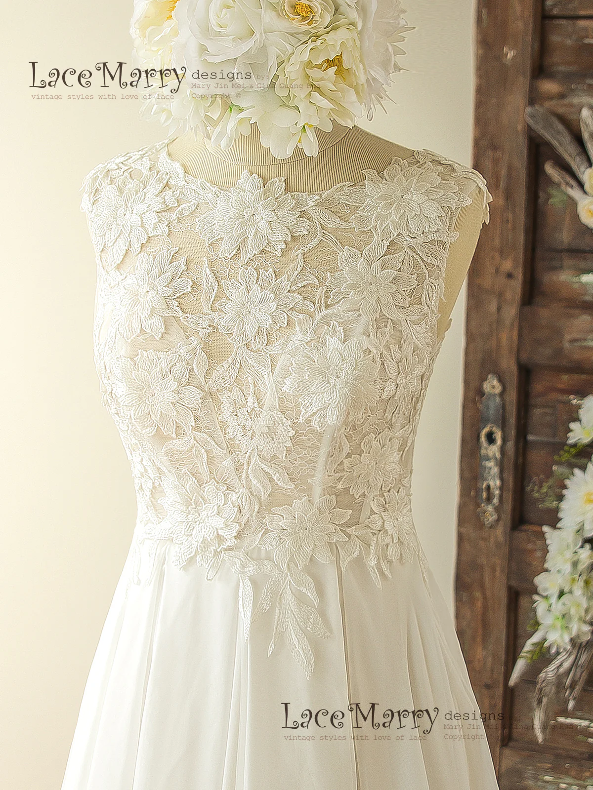 Romantic 3D Lace Wedding Dress in Bohemian Style - Image 3