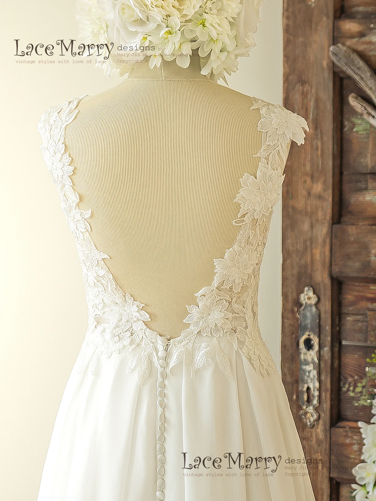 Romantic 3D Lace Wedding Dress in Bohemian Style - Image 4