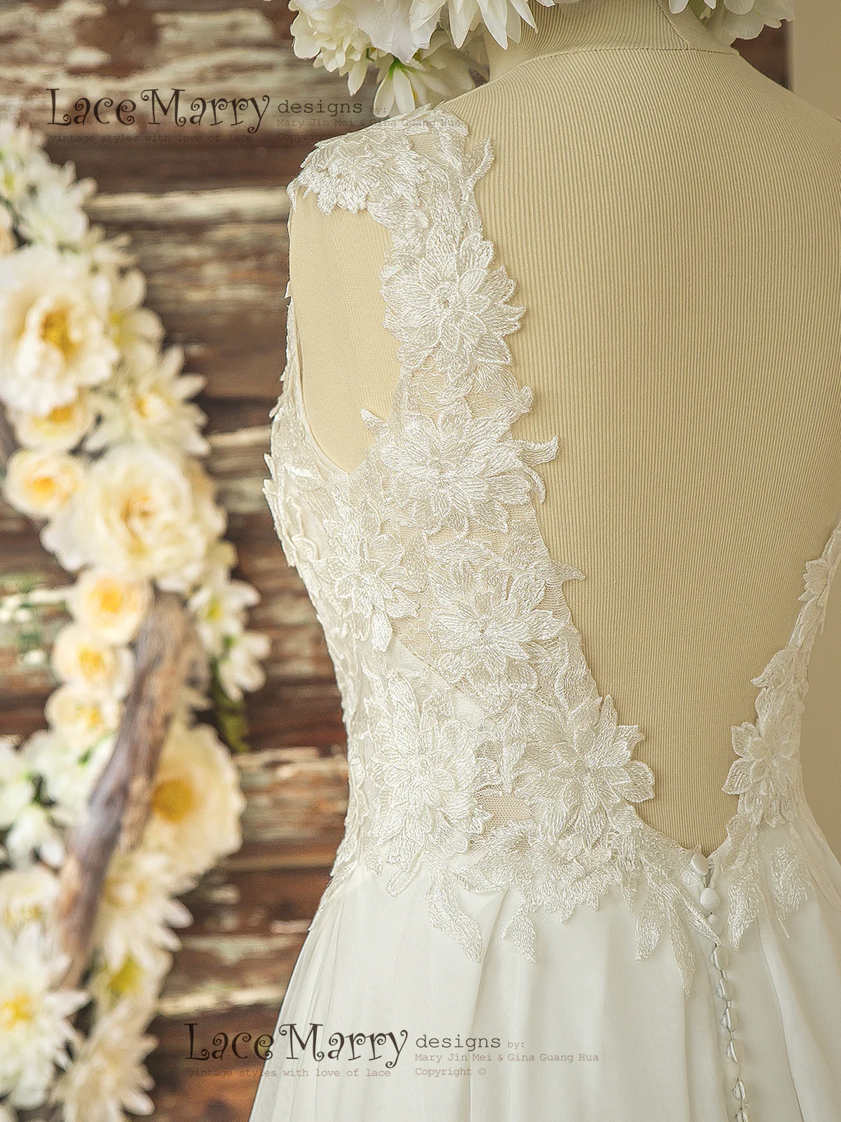 Romantic 3D Lace Wedding Dress in Bohemian Style - Image 6