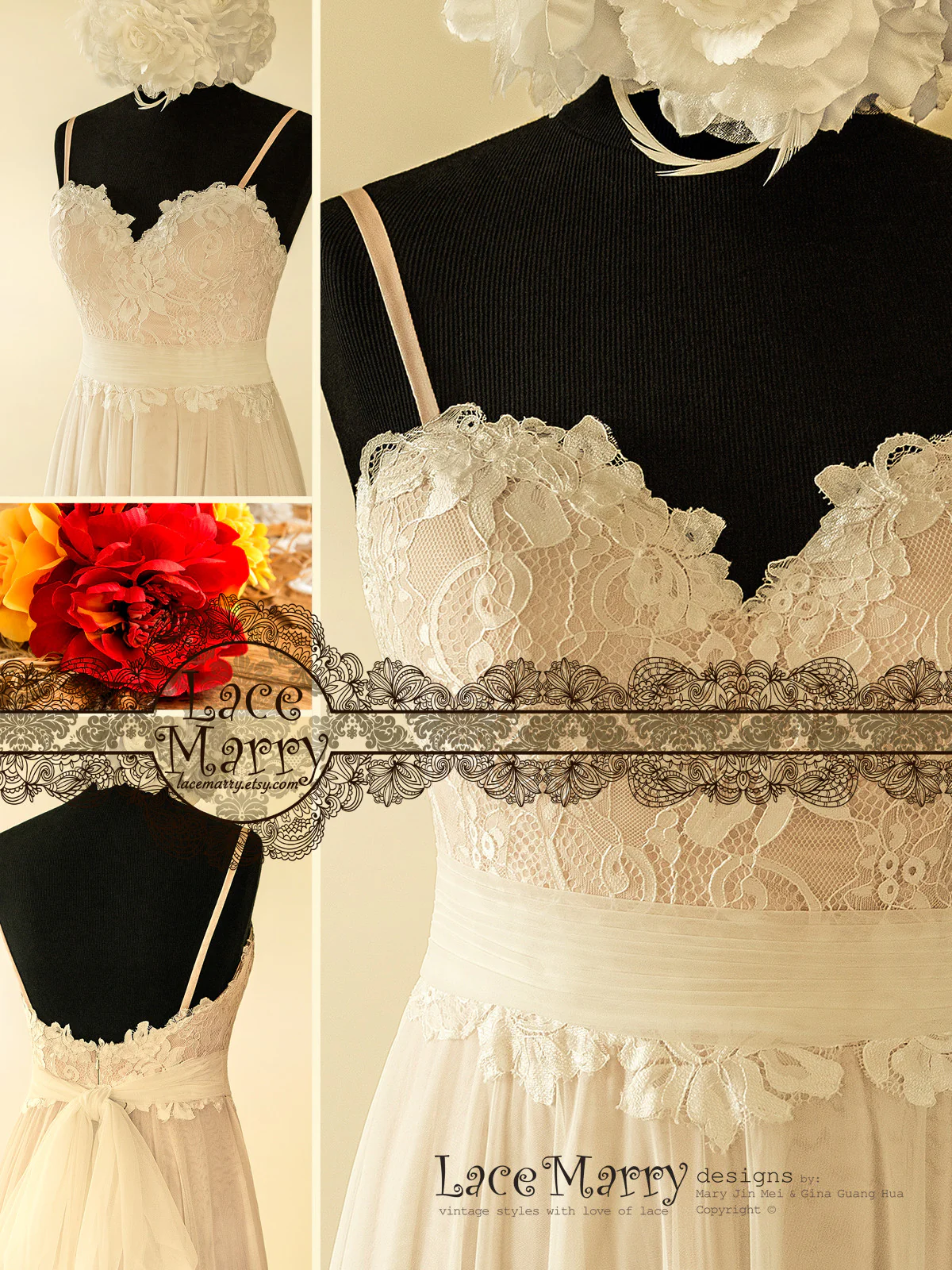 Rose Gold Beach Wedding Dress with Sweetheart Neckline - Image 4