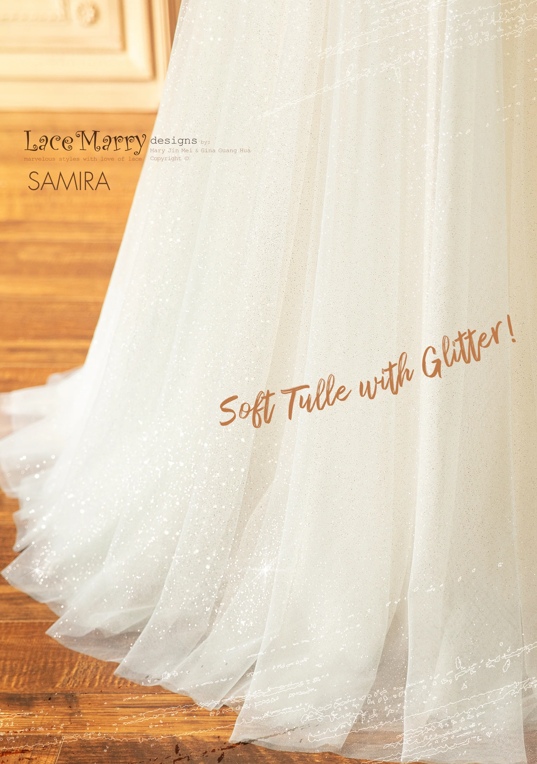 SAMIRA / Light Green Wedding Dress with Off Shoulder Straps - Image 5