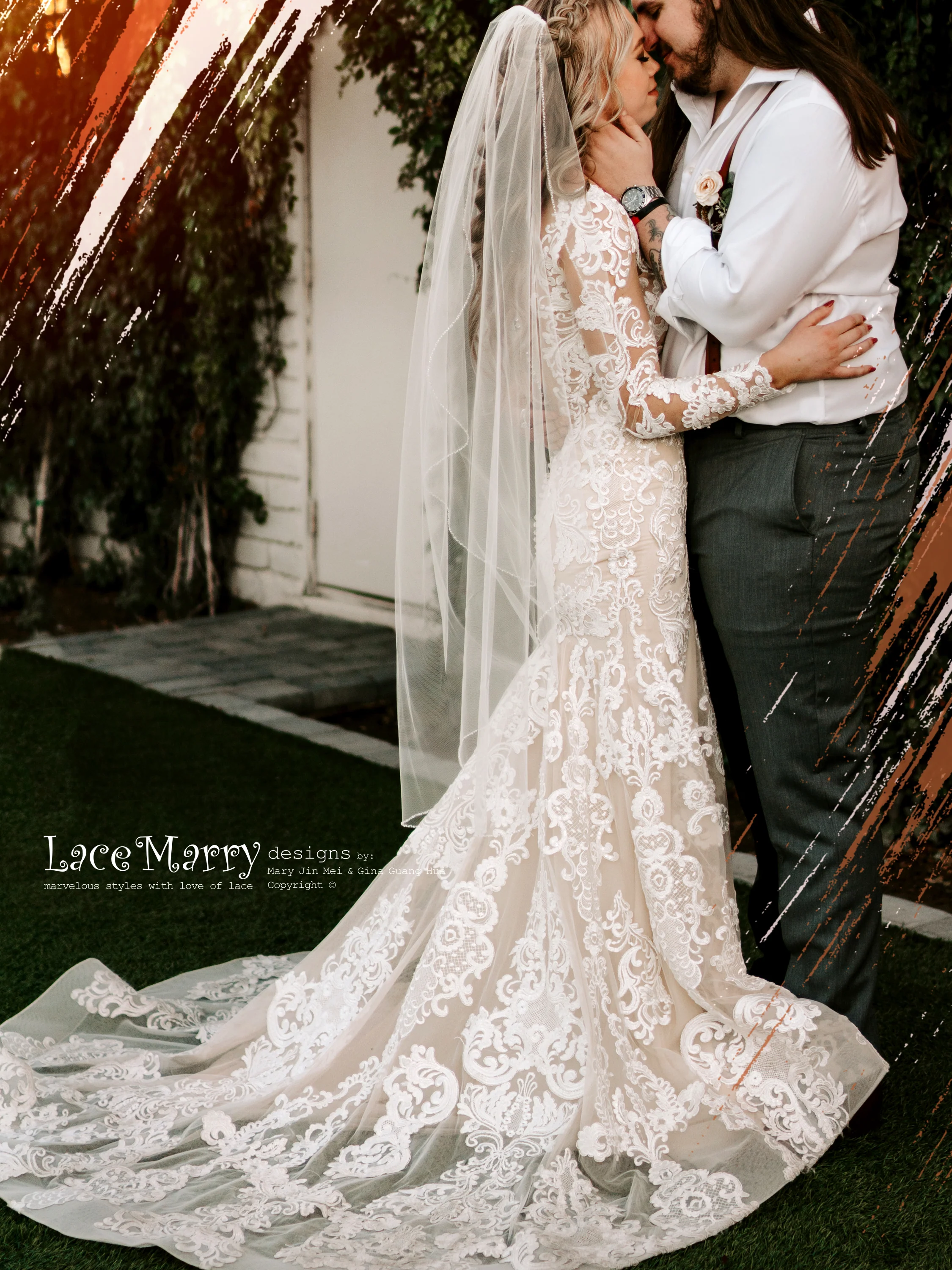 SKYE / Gorgeous Fitted Lace Wedding Dress with Long Sleeves - Image 8
