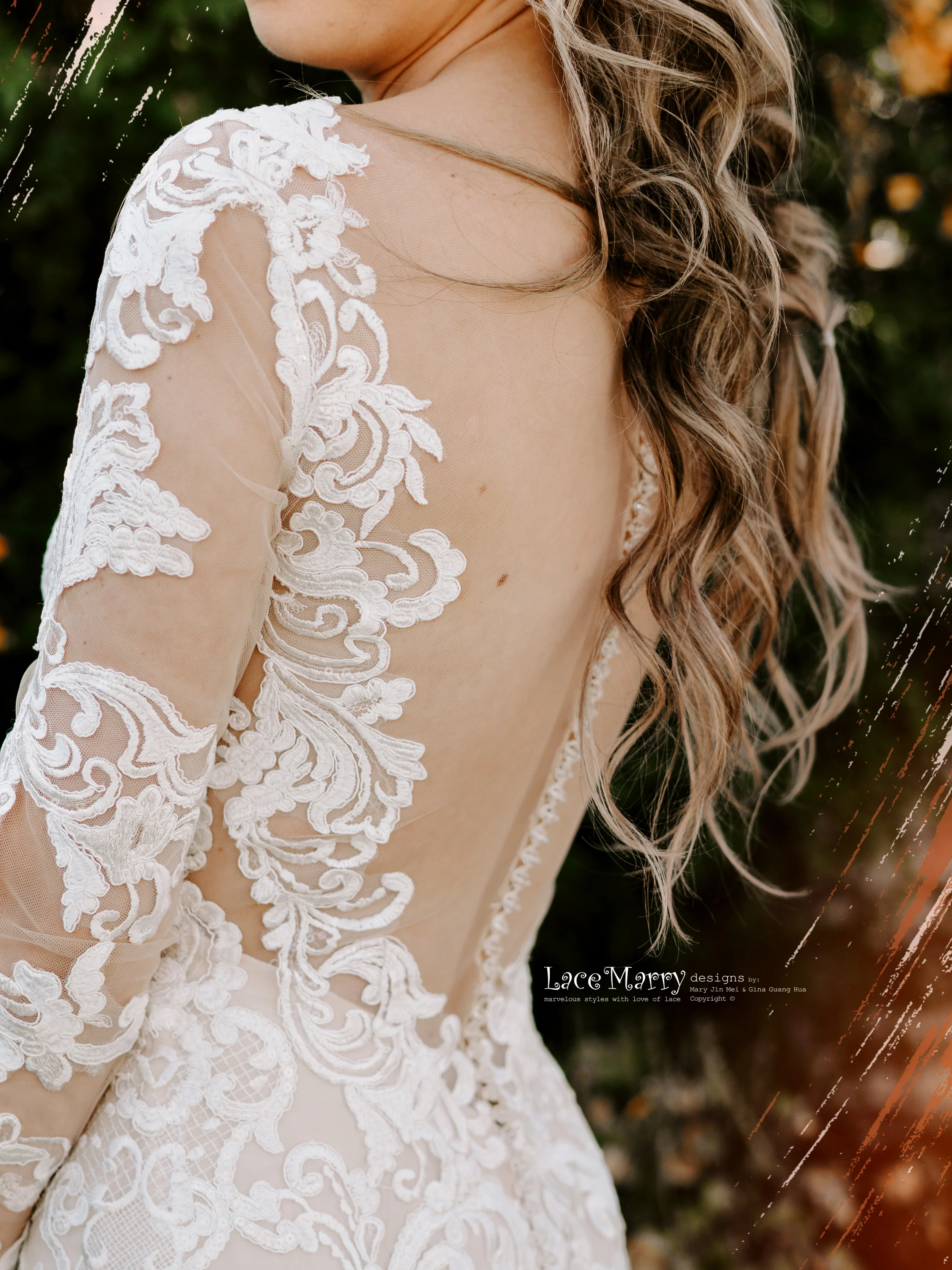 SKYE / Gorgeous Fitted Lace Wedding Dress with Long Sleeves - Image 9