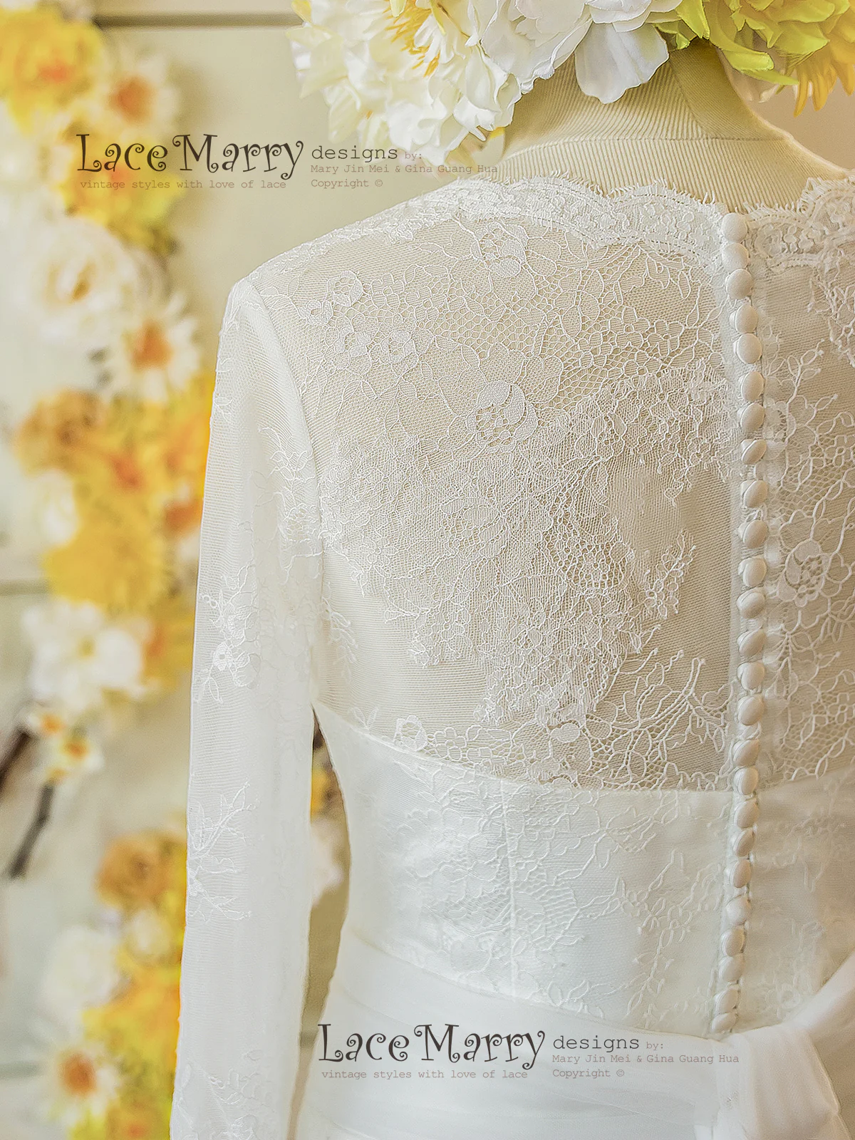 French Lace Wedding Dress with Long Sleeves - Image 6