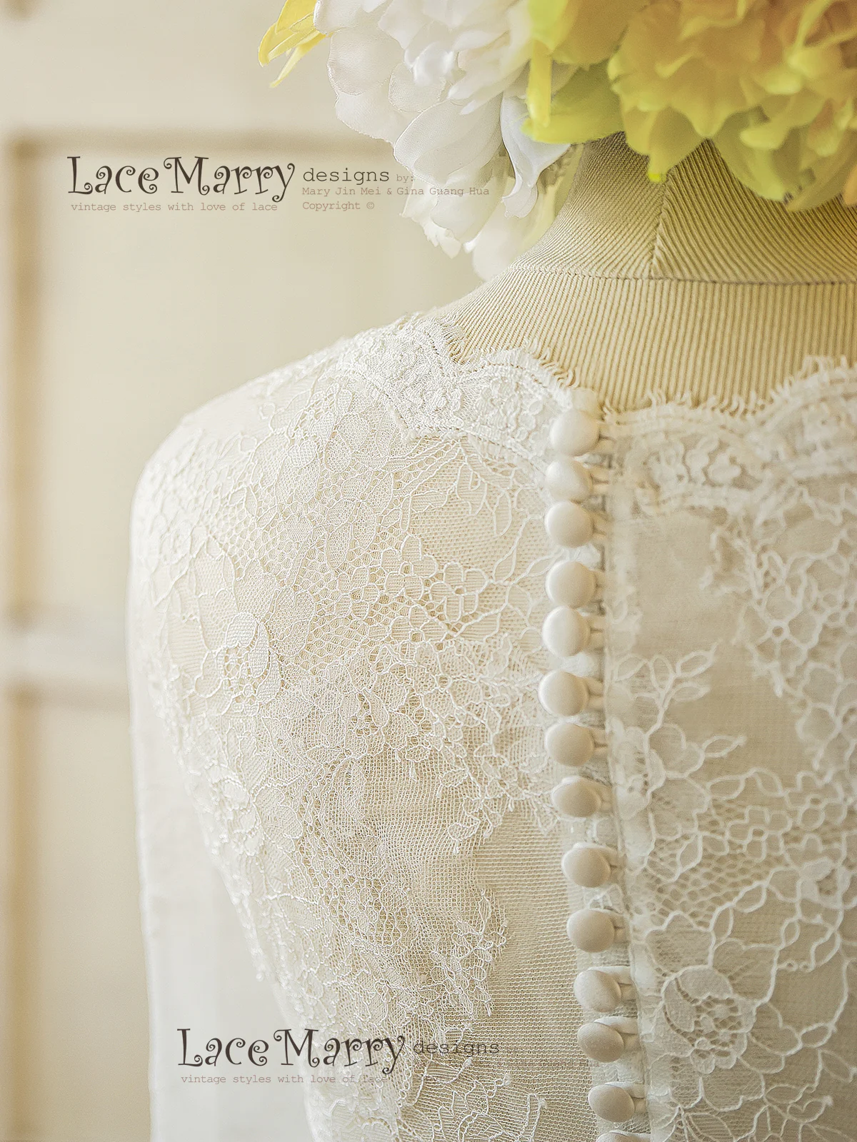 French Lace Wedding Dress with Long Sleeves - Image 8