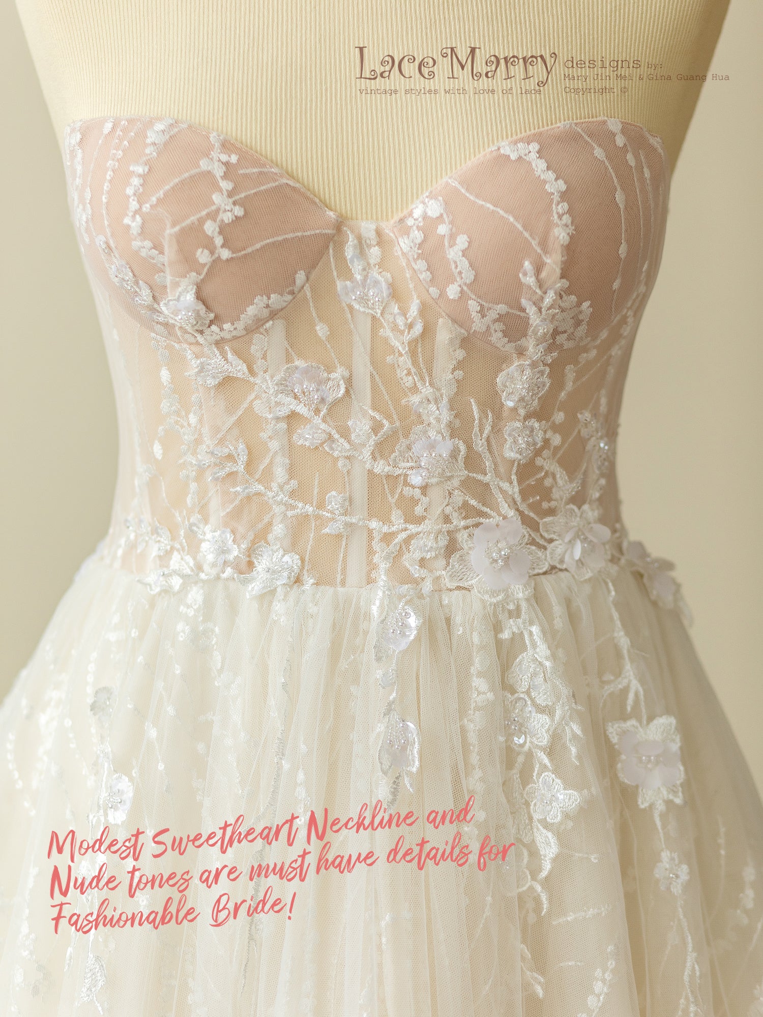 Sparkly Lace Wedding Dress with Strapless Bustier Neckline - Image 9