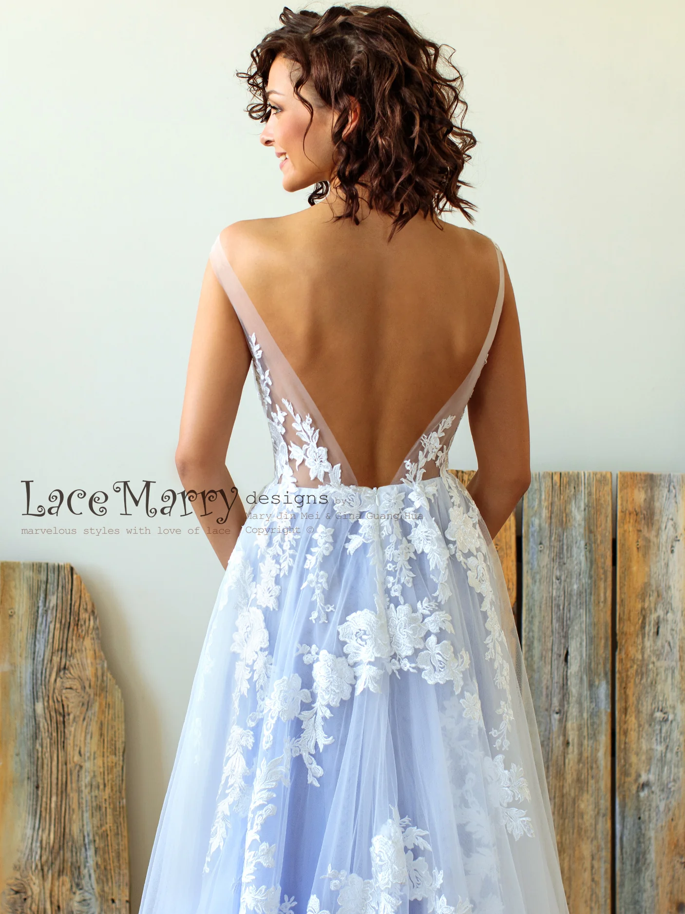 Sparkly Light Lilac Wedding Dress with Floral Appliques - Image 9