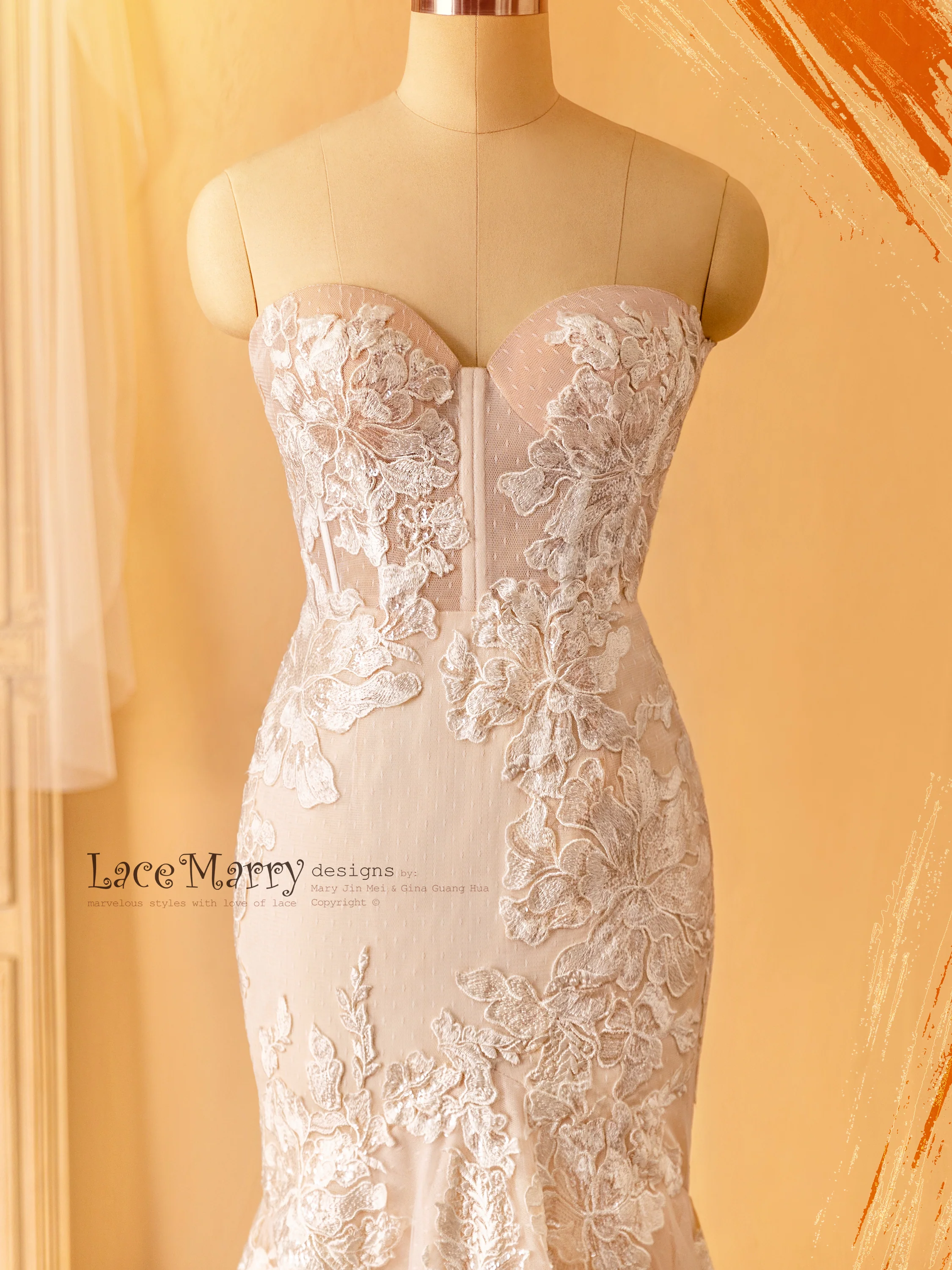 KAYLEE / Strapless Fitted Wedding Dress in Boned and Push up Neckline Design - Image 9