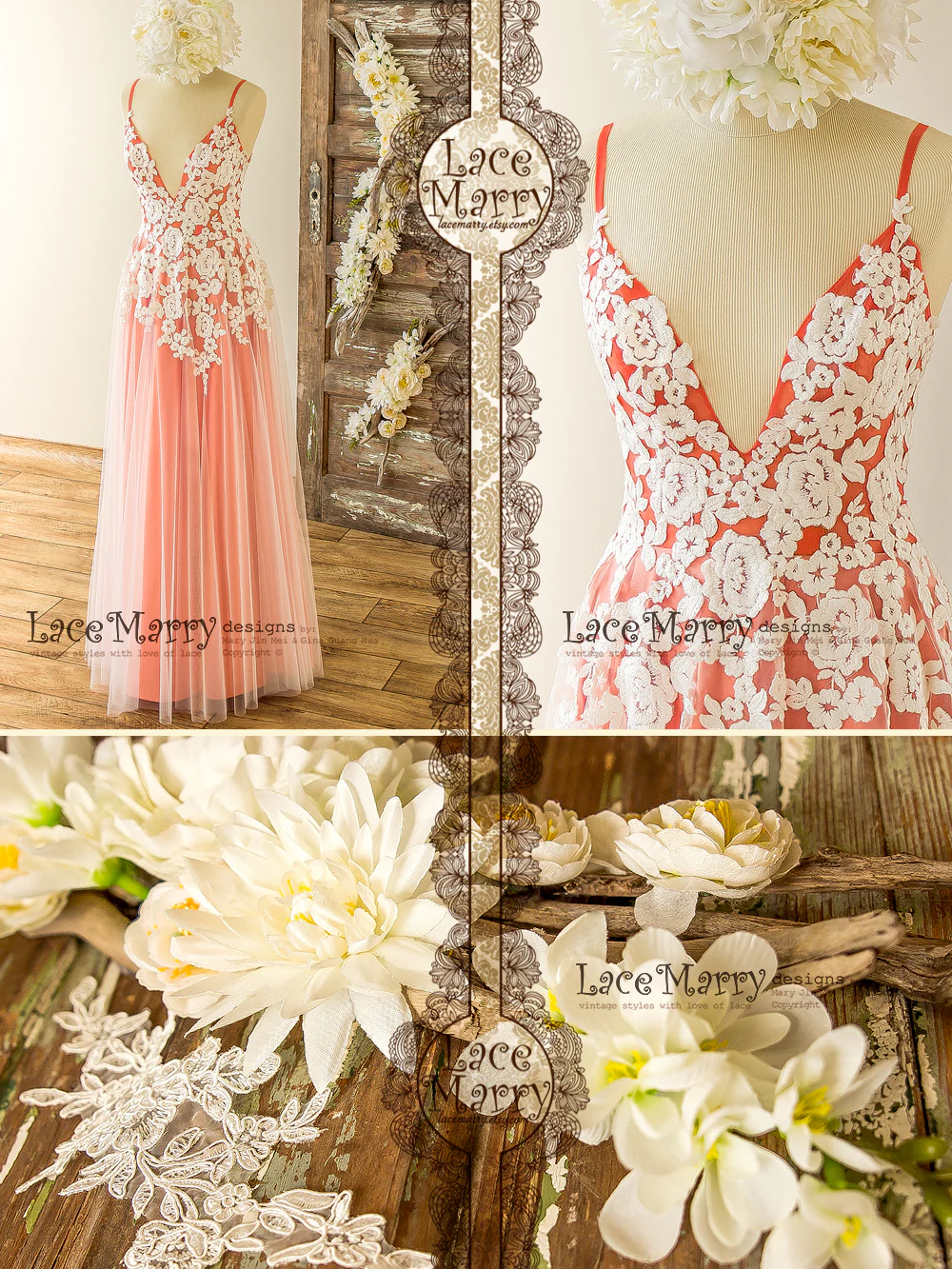 Stunning Colorful Bridesmaid Dress with Ivory Floral Design - Image 10
