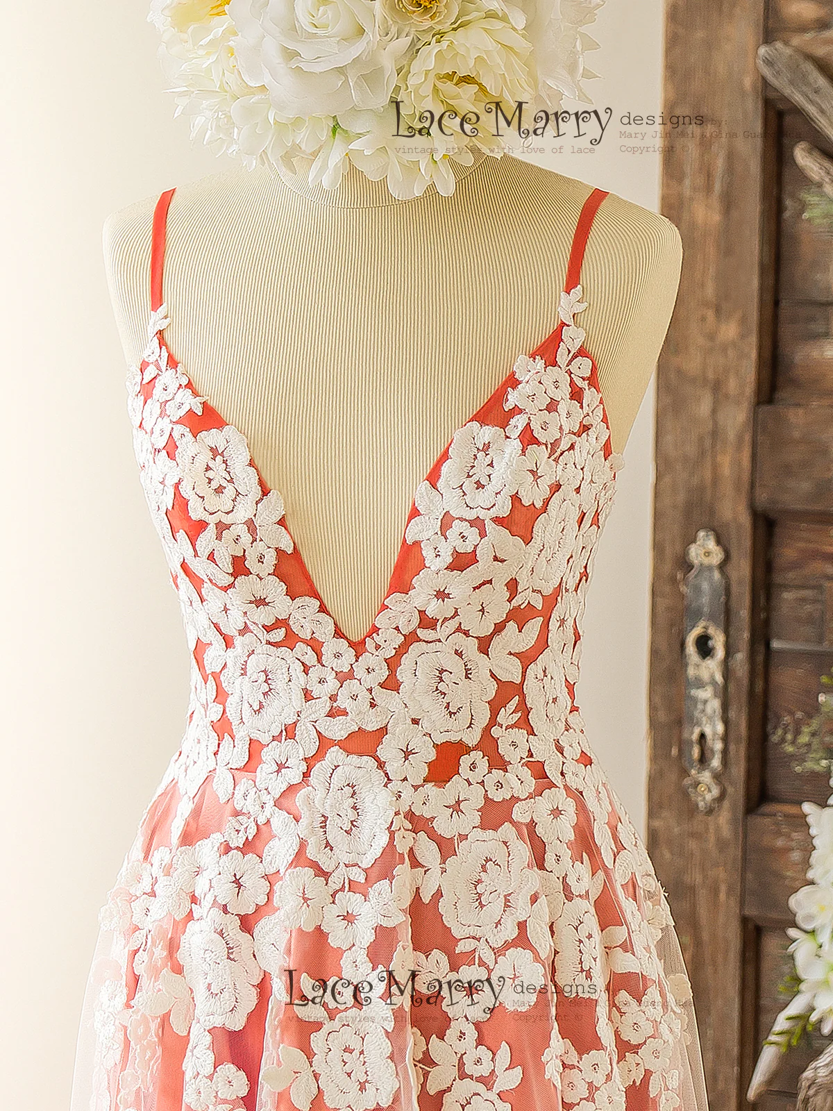 Stunning Colorful Bridesmaid Dress with Ivory Floral Design - Image 3