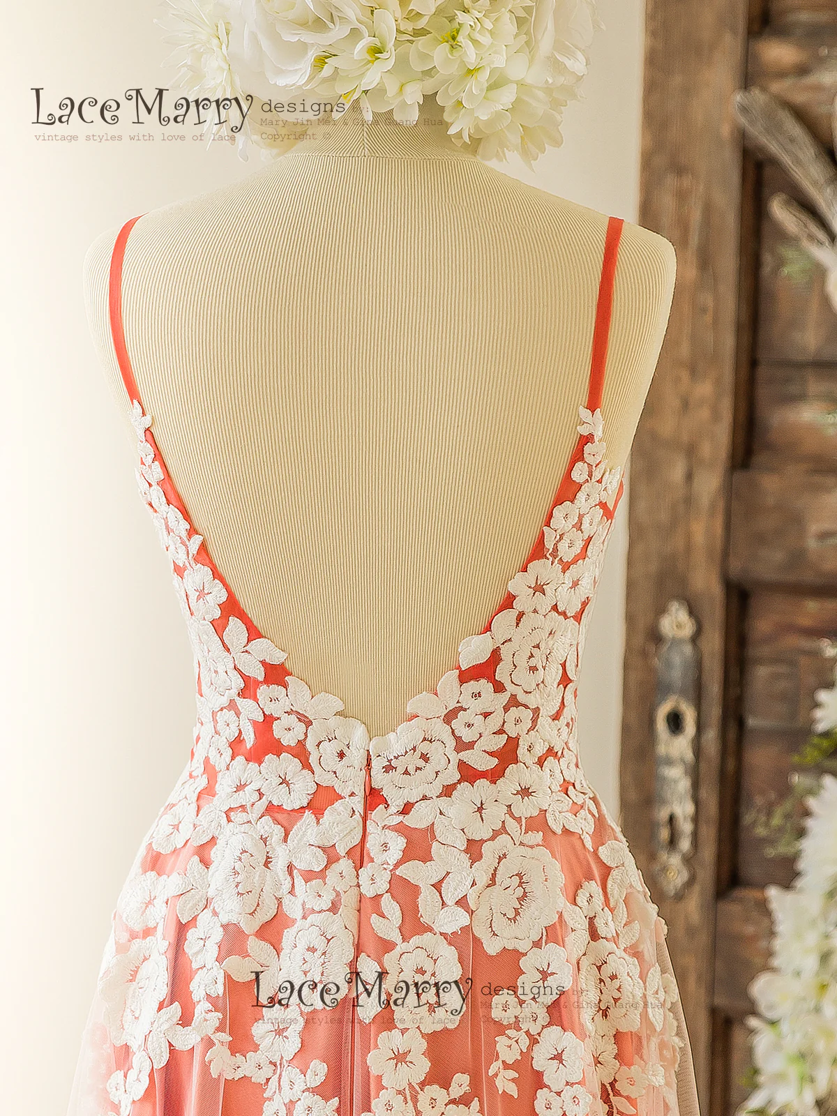 Stunning Colorful Bridesmaid Dress with Ivory Floral Design - Image 4