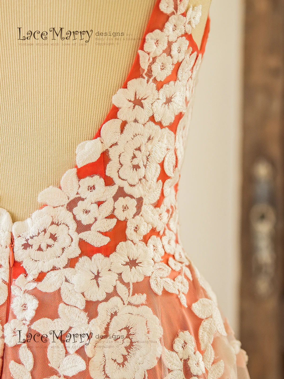 Stunning Colorful Bridesmaid Dress with Ivory Floral Design - Image 9