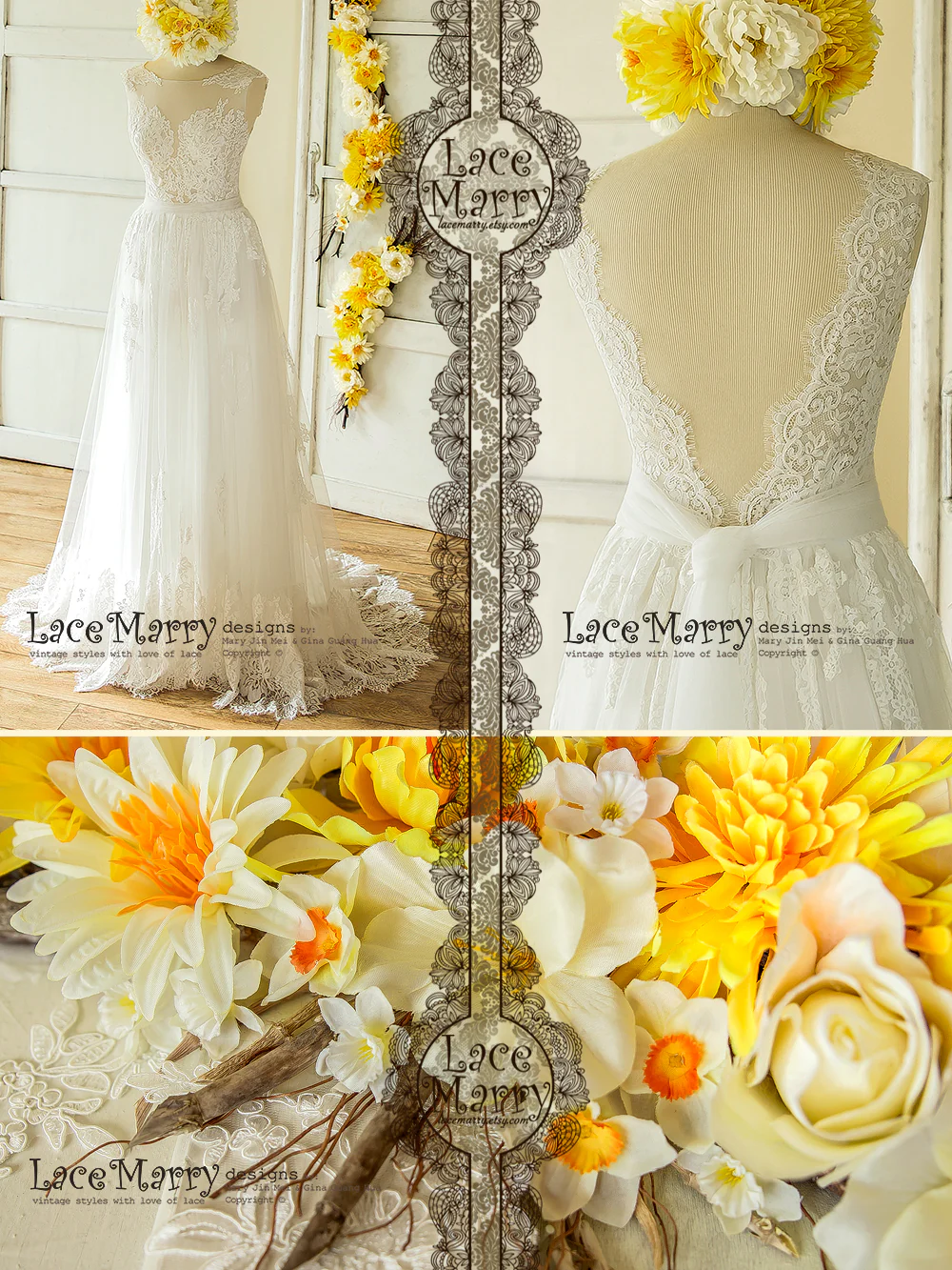 Trendy Lace Wedding Dress in Bohemian Style from Soft Tulle - Image 10