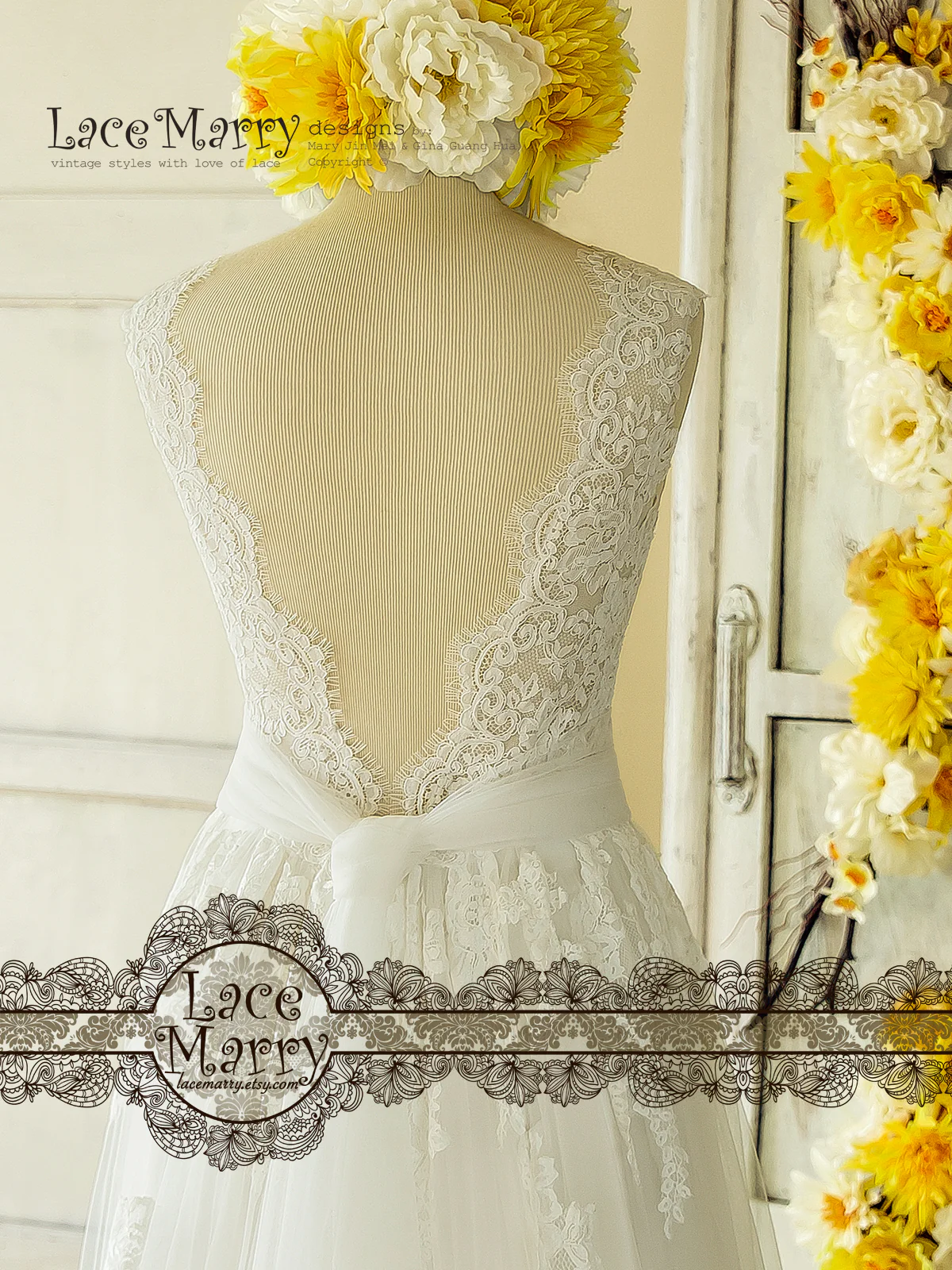 Trendy Lace Wedding Dress in Bohemian Style from Soft Tulle - Image 5