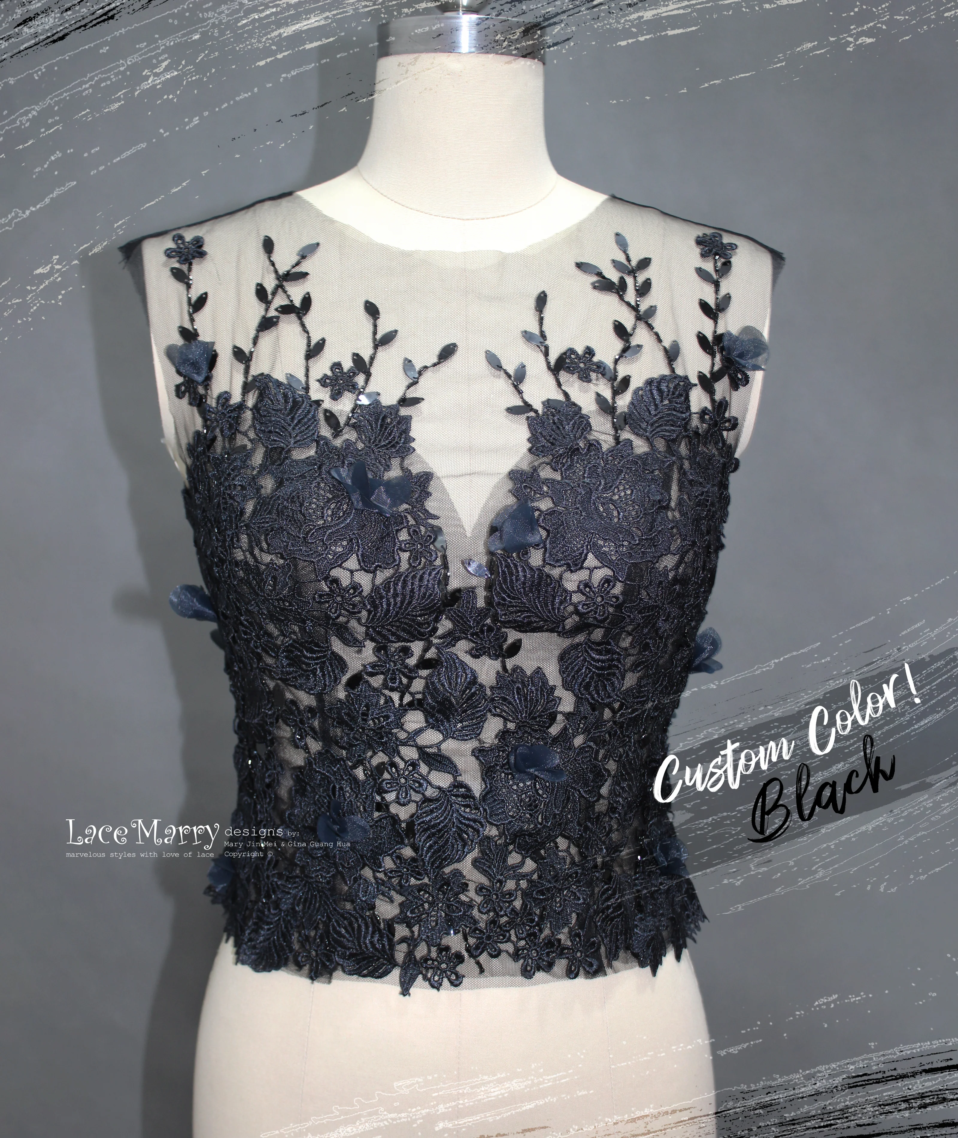 NORAH / Two Piece Wedding Dress Set from Lightly Beaded Transparent Crop Top - Image 19