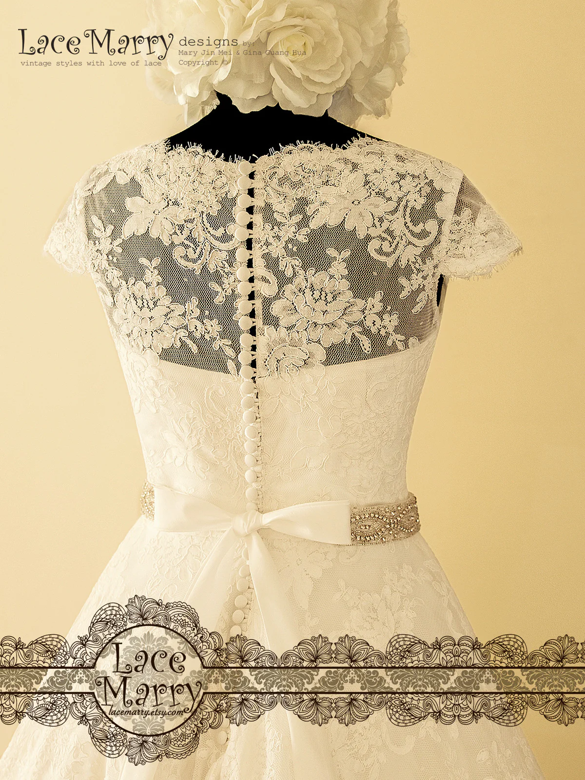 Vintage Style Short Wedding Dress - Image 6