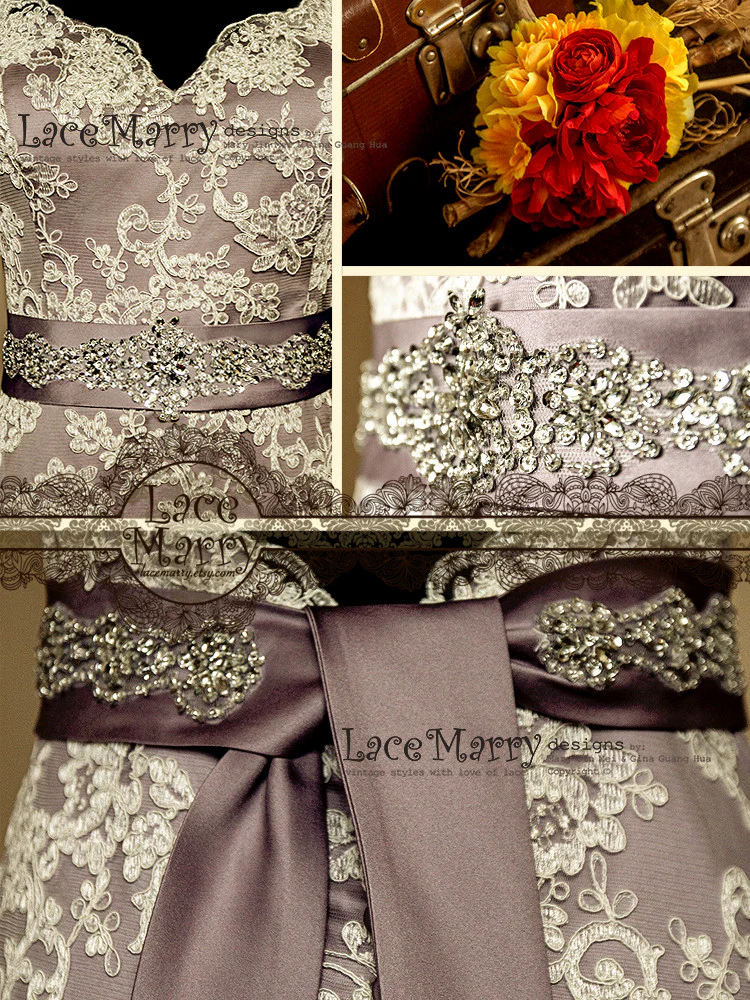 Violette Splendid Handmade Rhinestone and Sequin Sash - Image 3