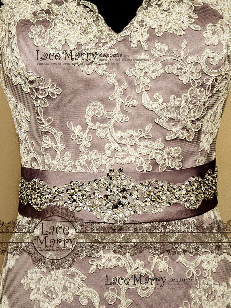Violette Splendid Handmade Rhinestone and Sequin Sash - Image 4
