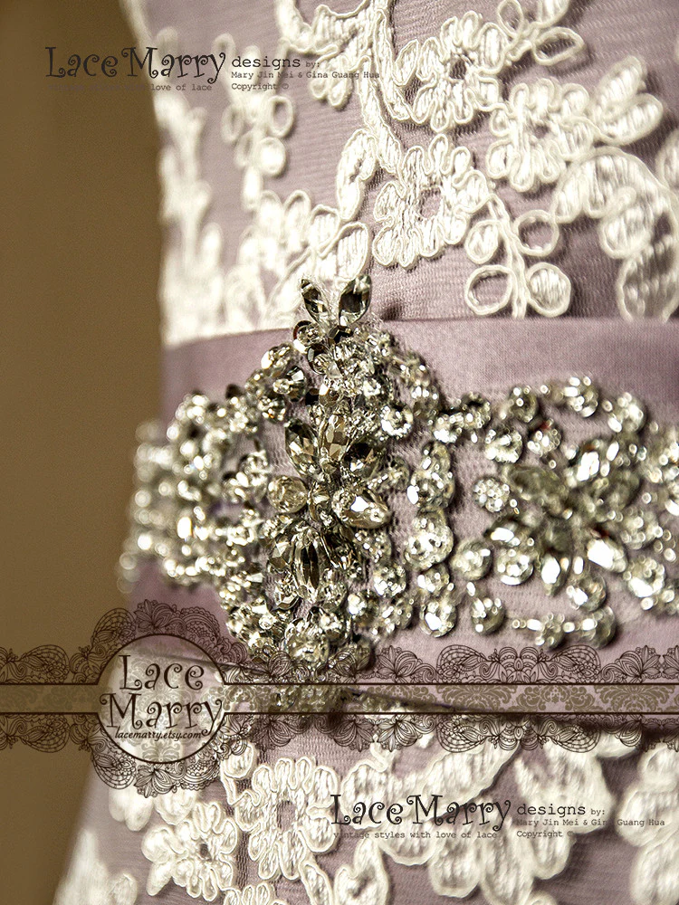 Violette Splendid Handmade Rhinestone and Sequin Sash - Image 5