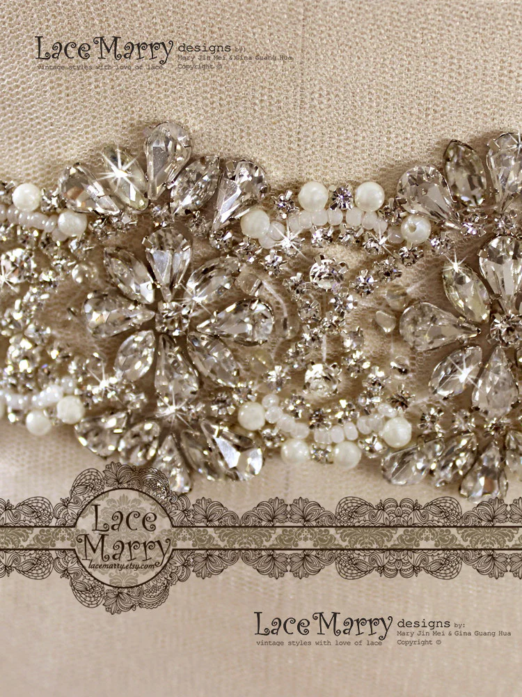 Waterlily Luxurious Handmade Rhinestone Sash - Image 5