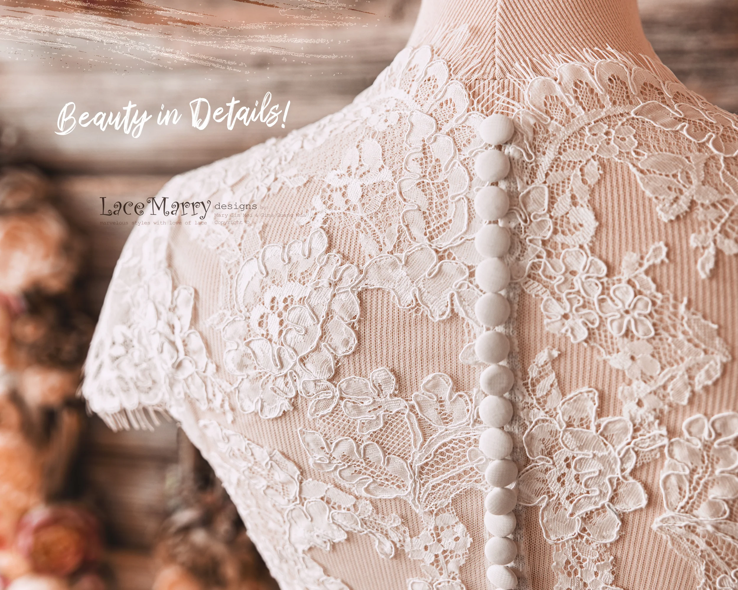 Wedding Dress with Multi Layer A Line Skirt and Lace Top - Image 18